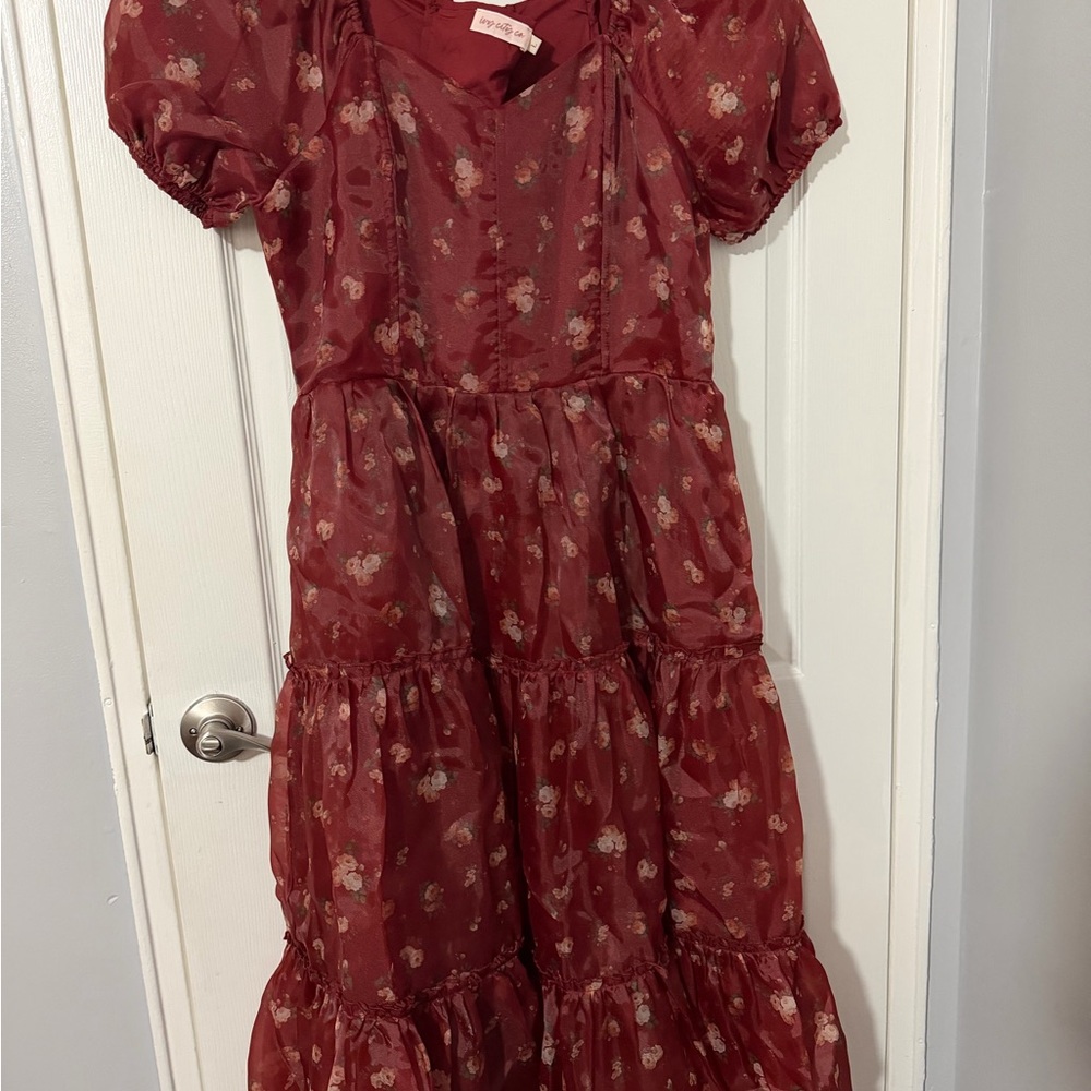 Ivy City Co Burgundy Floral Dress
